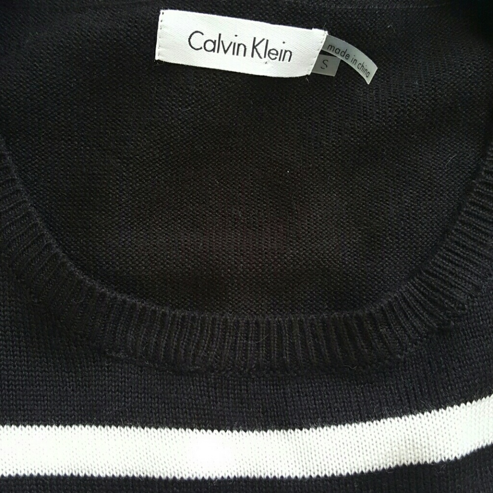 Calvin Klein Black & White Stripe Sweater Dress - Picture 3 of 4